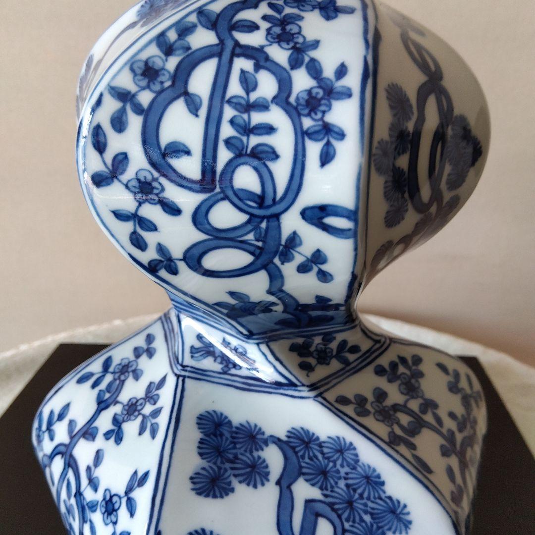 舘林源右衛門作　祥瑞手瓢型六角花瓶