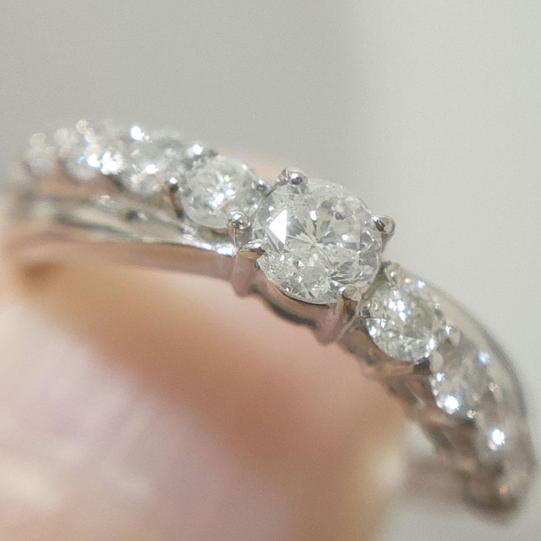 pt900 0.50ct エタニティリング ダイヤモンド ハーフエタニティ 8号