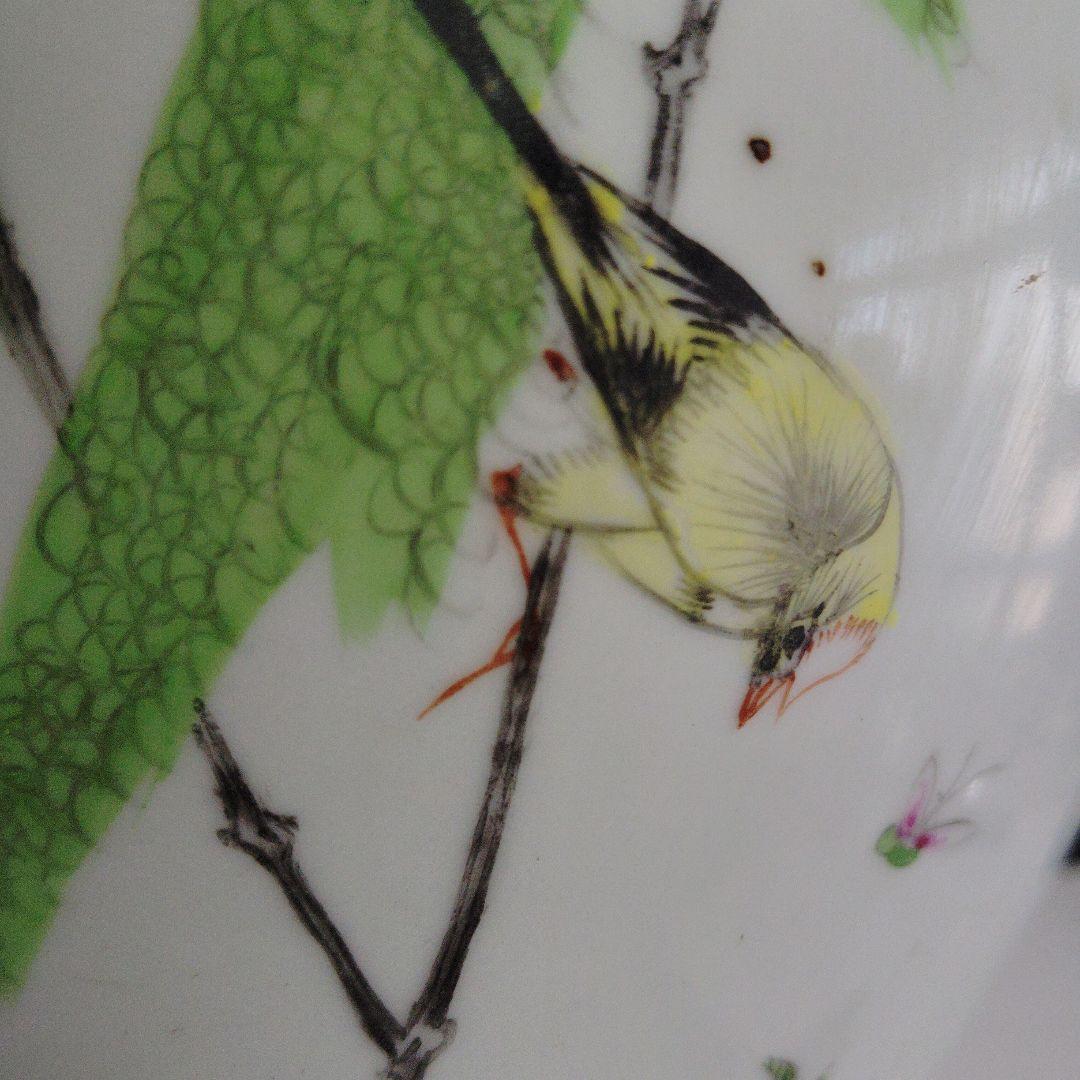 中国民国時期　粉彩 花鳥図 大瓶　高さ43cm　 ※耳の一つに欠損あり