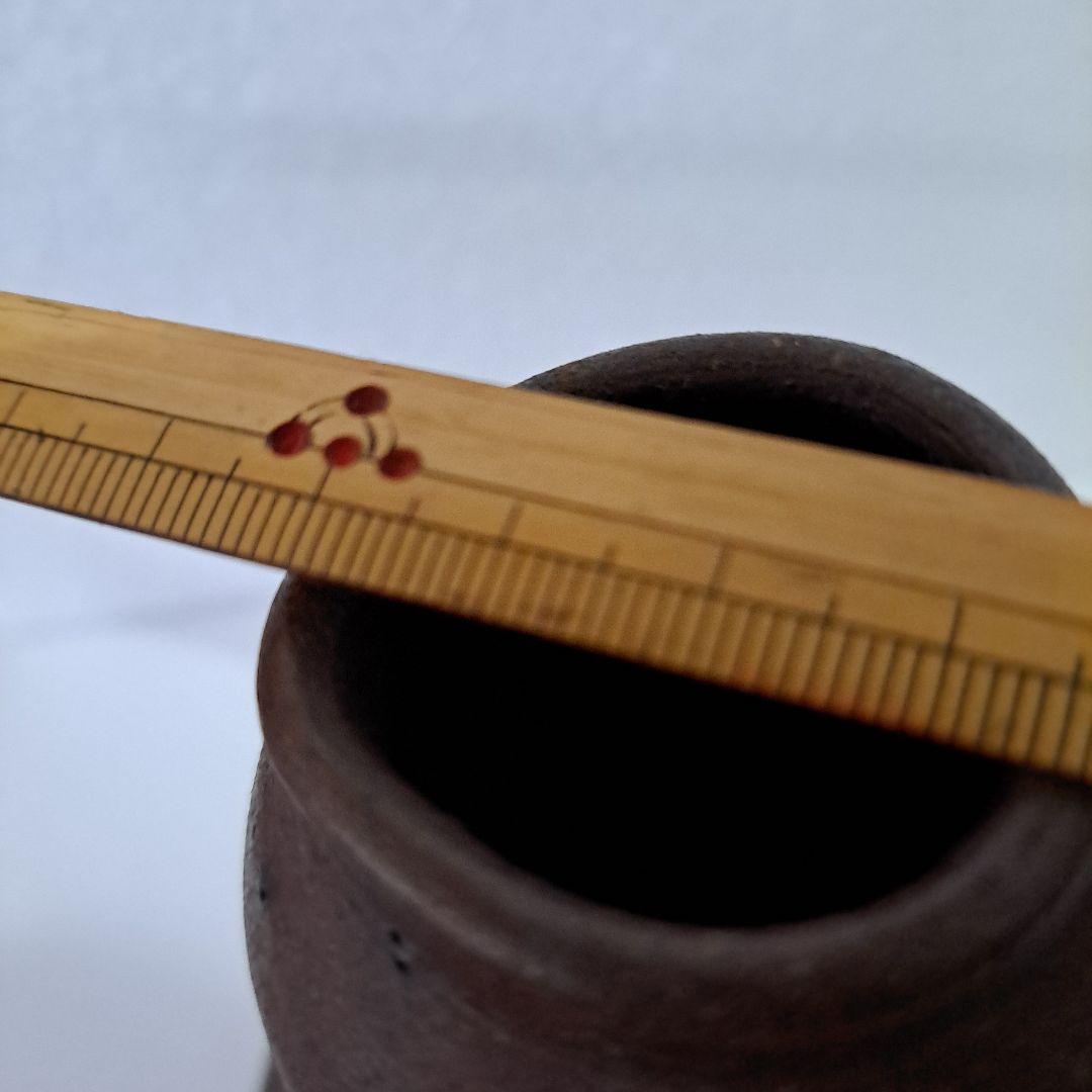 すずらん 桃山時代　古備前焼　花入 掛け用　瓢箪型　竹へら波図　茶道具