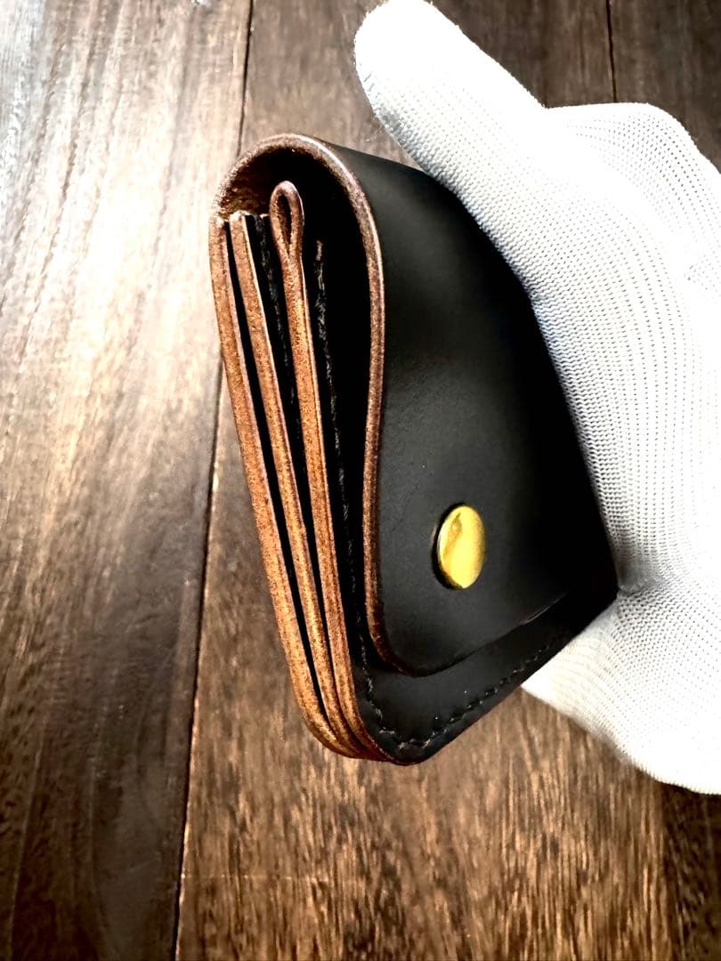 ☆(Horweenクロムエクセル)♯茶芯ブラック　トラッカーウォレット