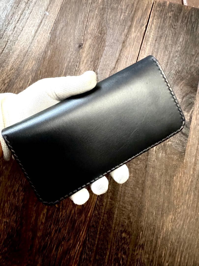 ☆(Horweenクロムエクセル)♯茶芯ブラック　トラッカーウォレット