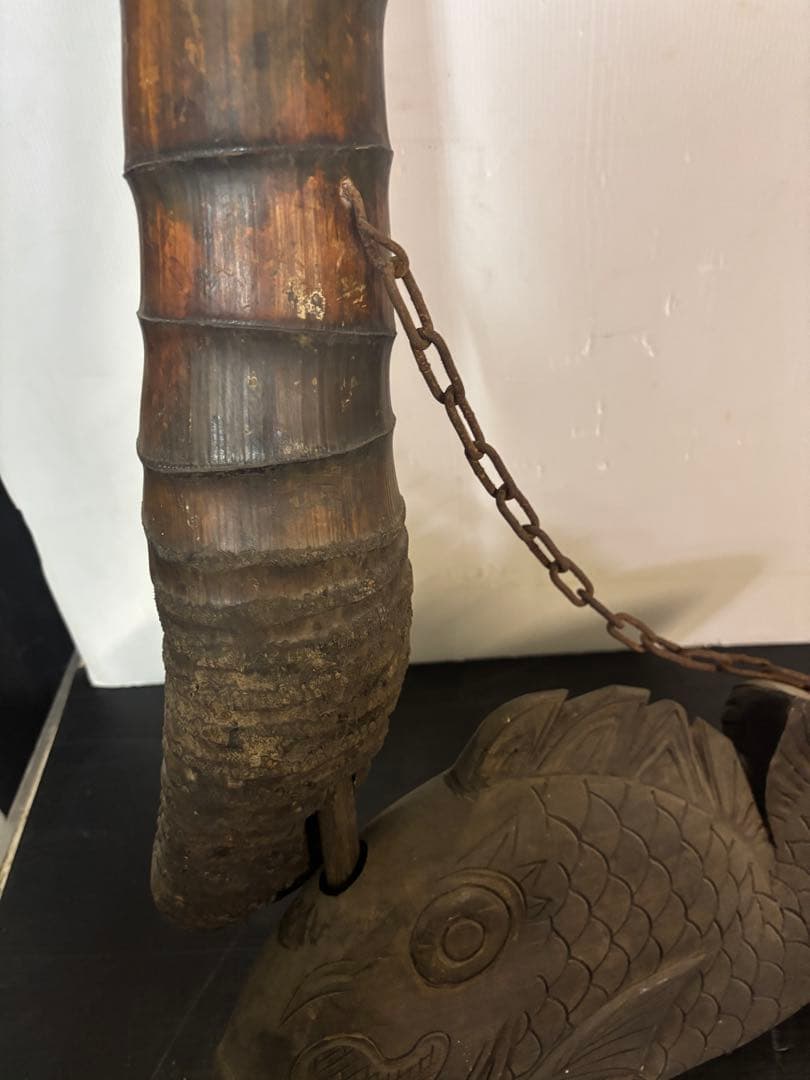 自在鉤 木彫り 鯛 囲炉裏 工芸品 古道具 古美術