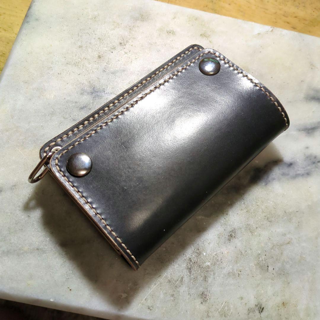姫路ヌメ革 トラッカーウォレット ハンドメイド ミドルウォレット 2つ折り財布