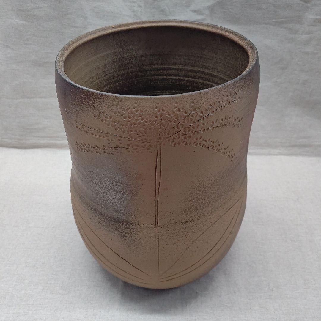 草花紋花器  西端正  丹波焼