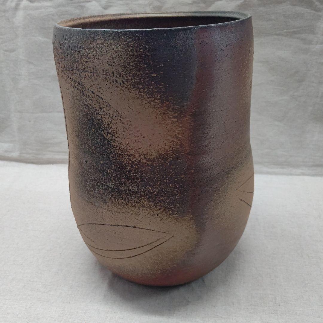 草花紋花器  西端正  丹波焼