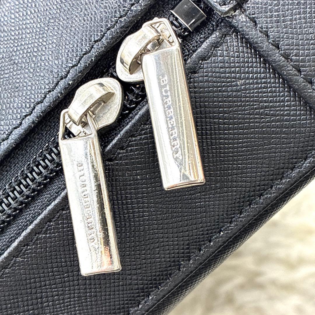 バーバリー サフィアーノレザー ノバチェック ビジネスバッグ ブラック 黒 A4