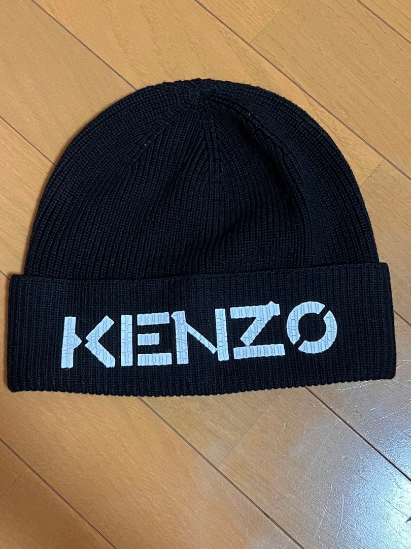 KENZO ニットキャップ ビーニー KENZO グレー ニット帽 花刺繍 Uサイズ