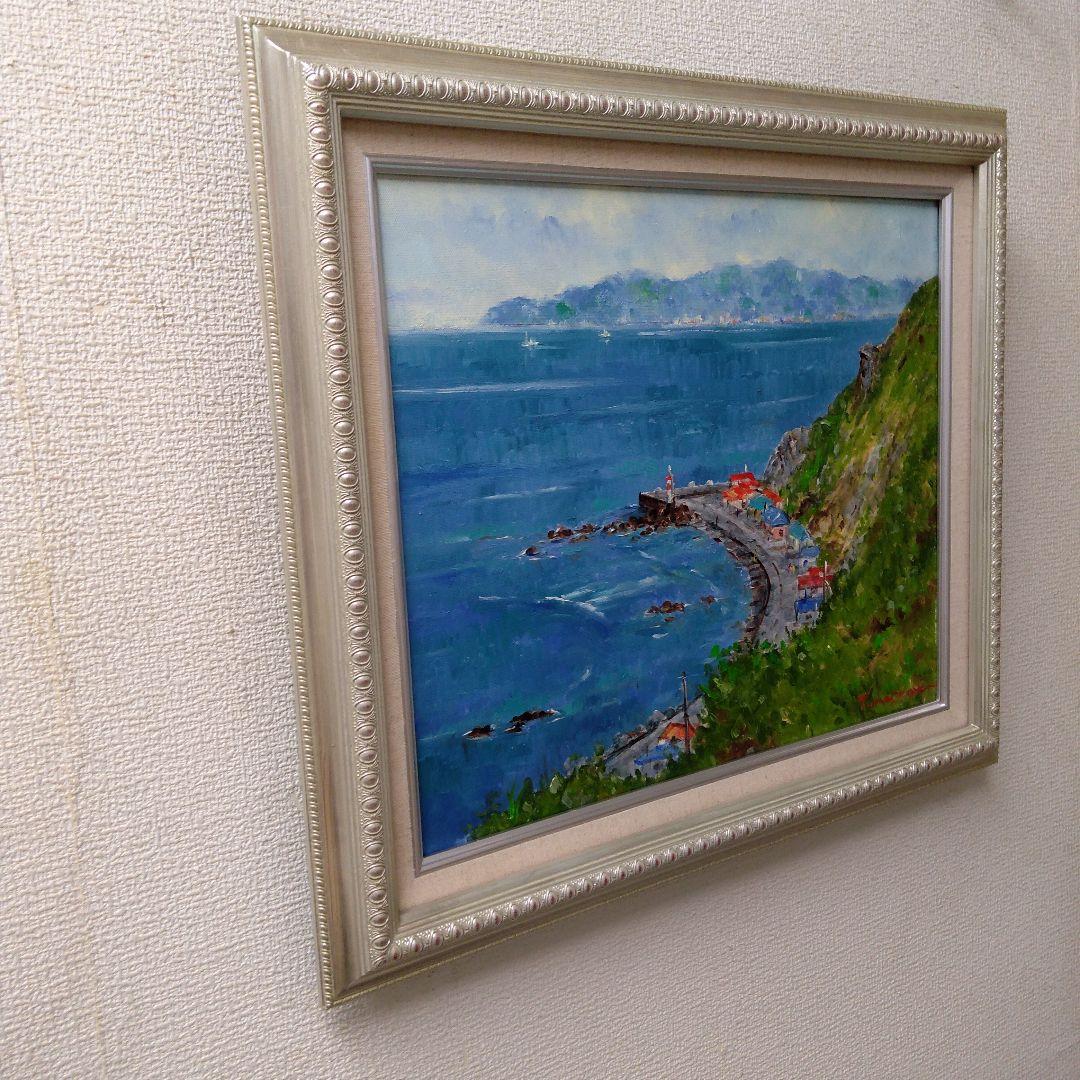 肉質油絵　横　F8 竜飛風景　梅沢民雄　額装仕上げ品