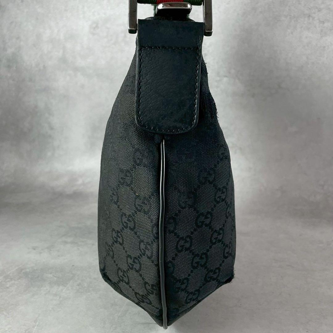 値下げ グッチ シェリーライン ショルダーバッグ GGキャンバス ブラック 総柄