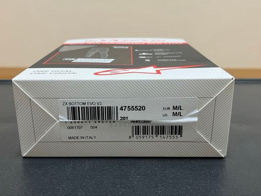 alpinestarsZX BOTTOM EVO V2ホワイトグレーM/Lサイズ