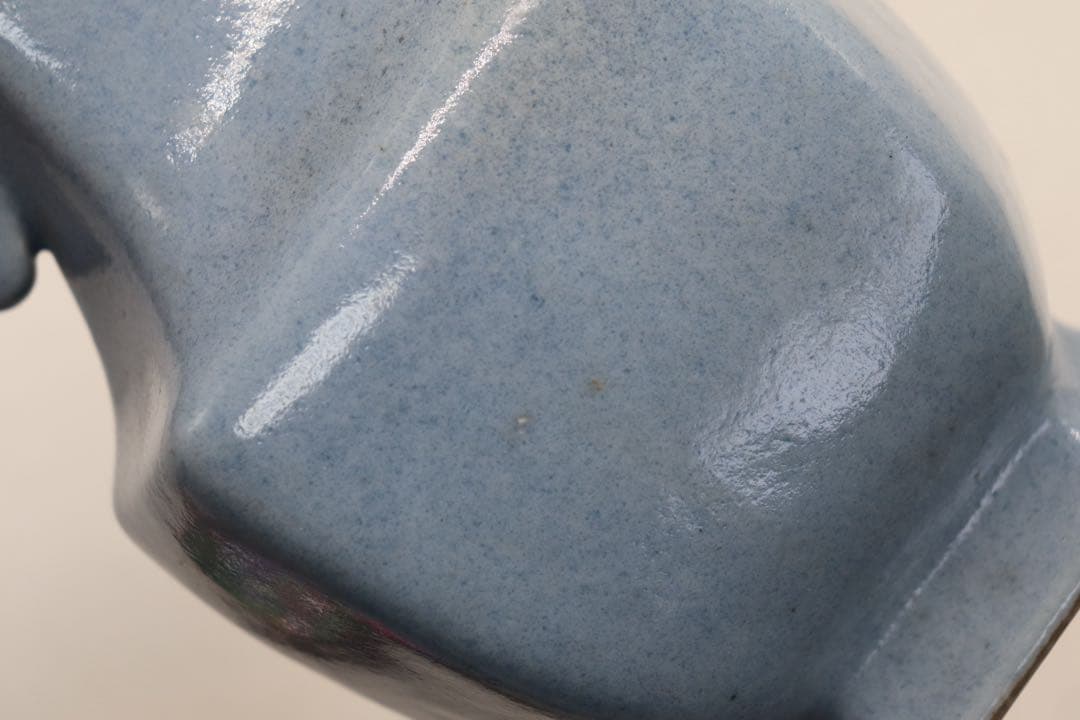 中国　清時代　天青釉雙耳瓶　木箱付　送料込み250520