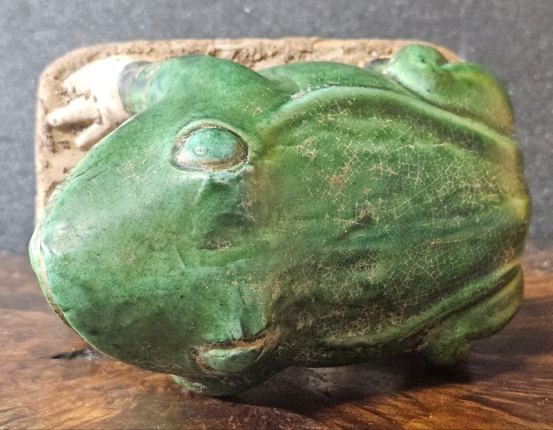 時代古作品❗】希少品❗】古代中国 漢～遼時代頃 緑釉 蛙