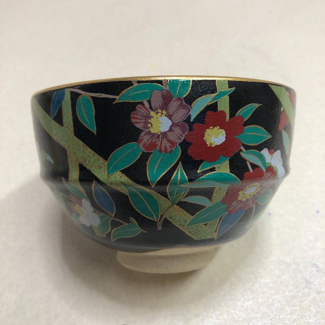 桑野むつ子 京焼 作家物 桑野睦子 茶碗 御所の花 十二ヶ月 十二月