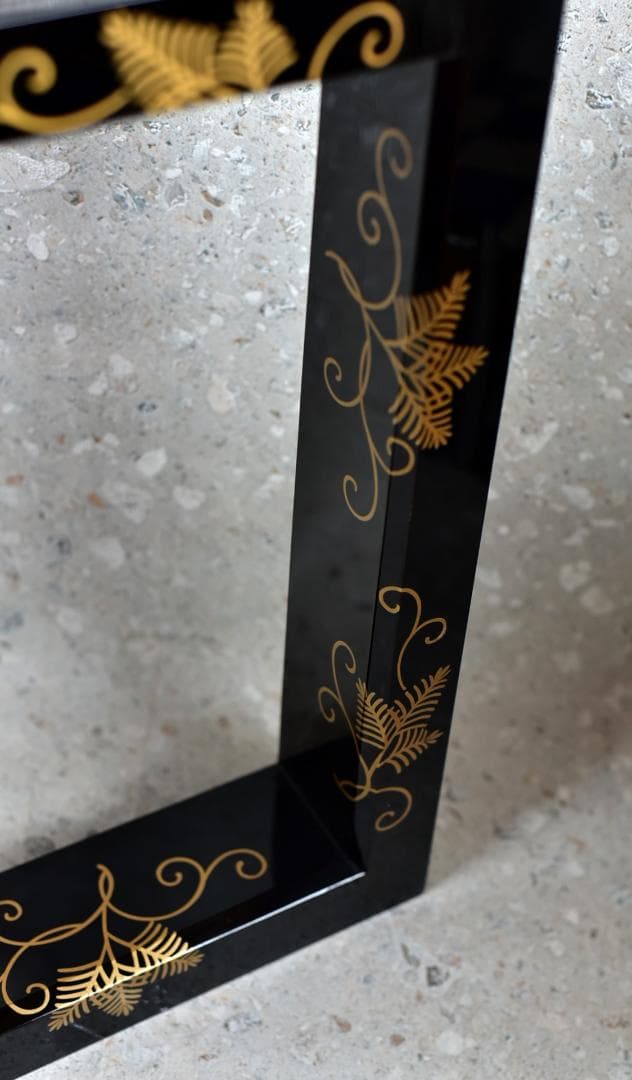 値下げ、塗師一斎作　松唐紋蒔絵炉縁【極上品】　囲炉裏/お茶道具