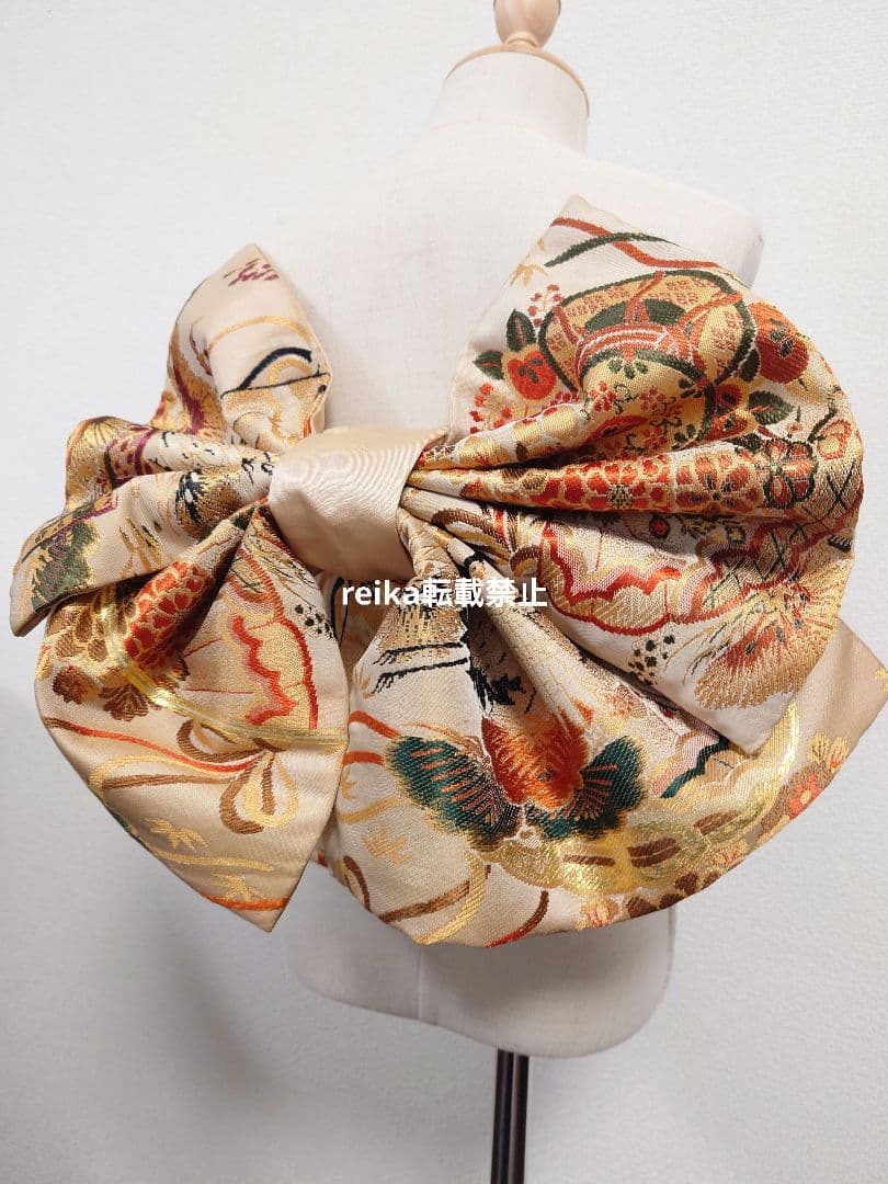 七五三　大人用袋帯からの作り帯　子供　1点物　鶴柄　アンティーク