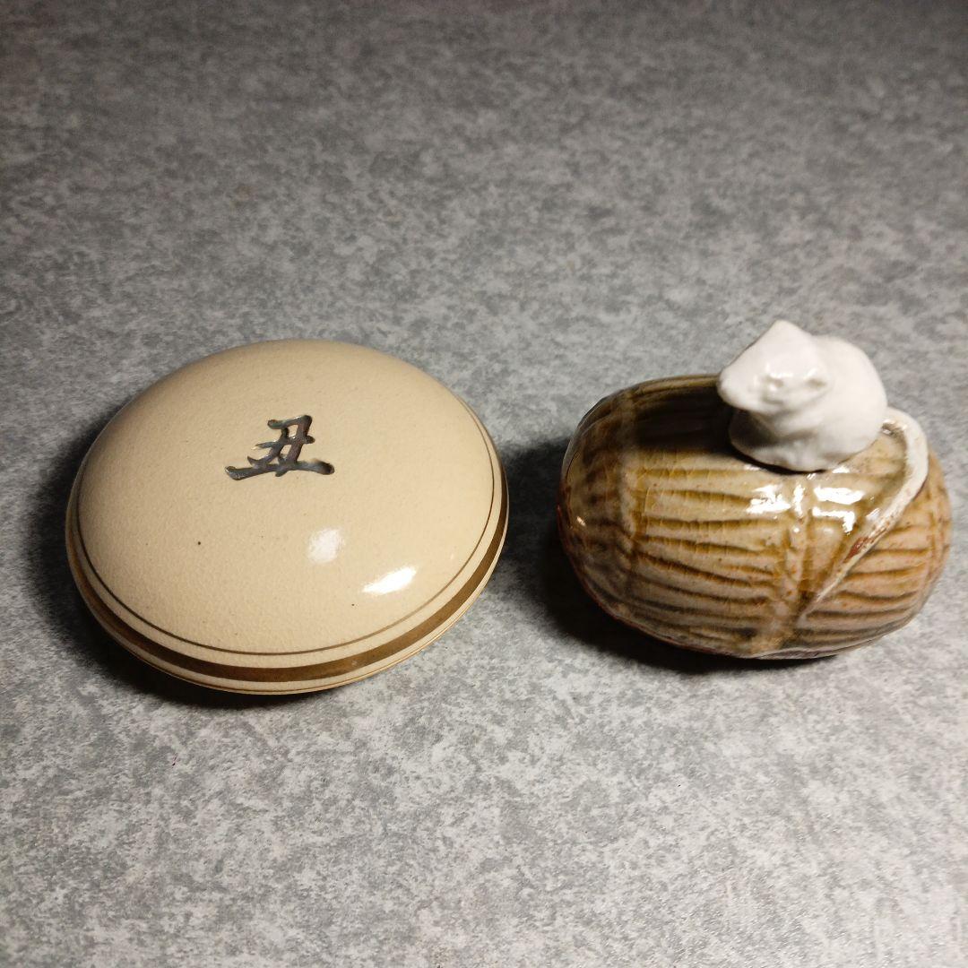 陶器 香合 動物型（鶏） 木箱付まとめて8点