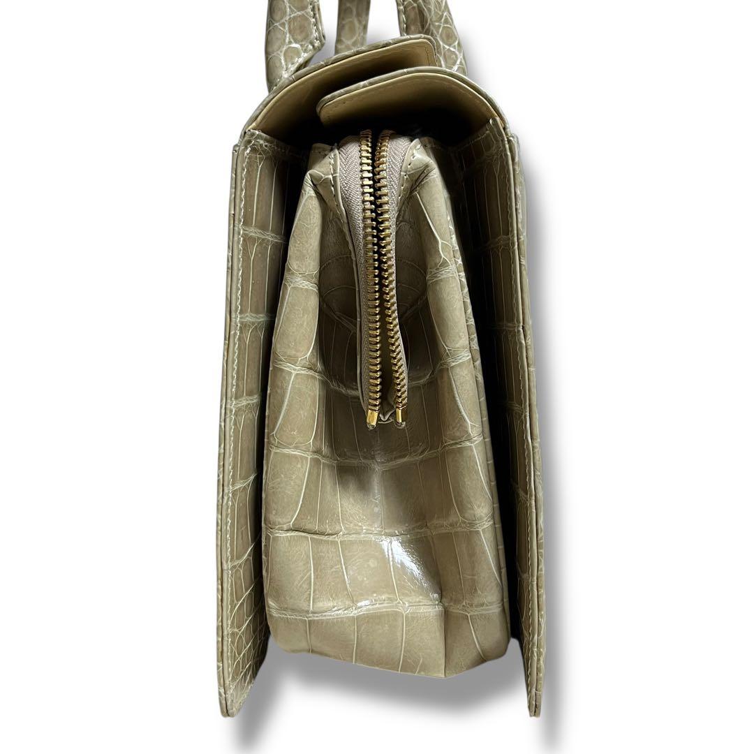 シャイニング クロコダイル フォーマル ハンドバッグ