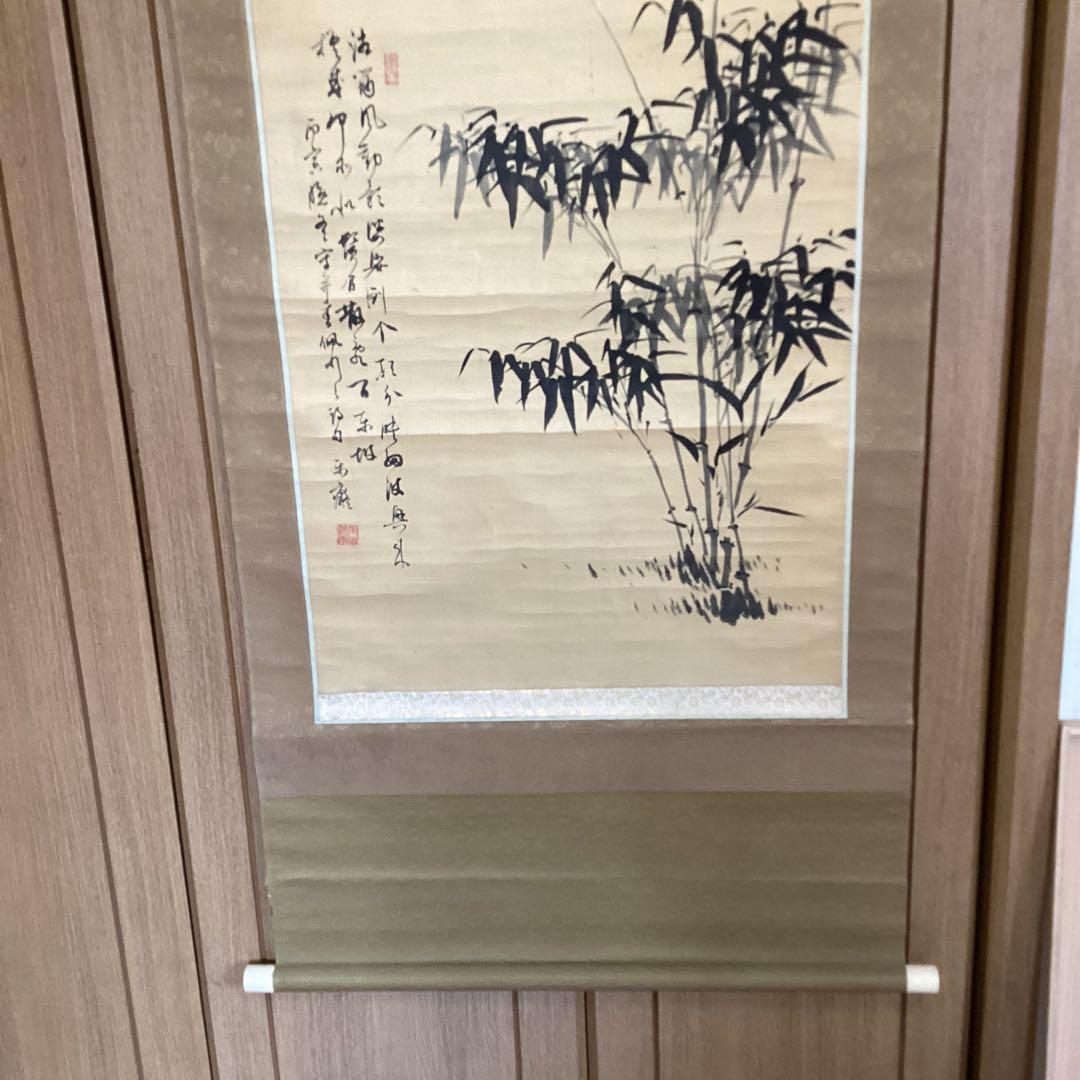 中国民国時代画家 希白 掛軸(絹本) 墨彩 「常熟山水」肉筆 中国民国時代