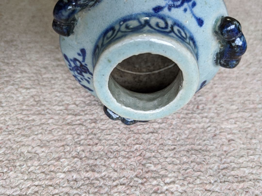 ⭐中国古陶磁 安南染付胴継ぎ小壺瓶！遺品少数 明時代 古美術 骨董品