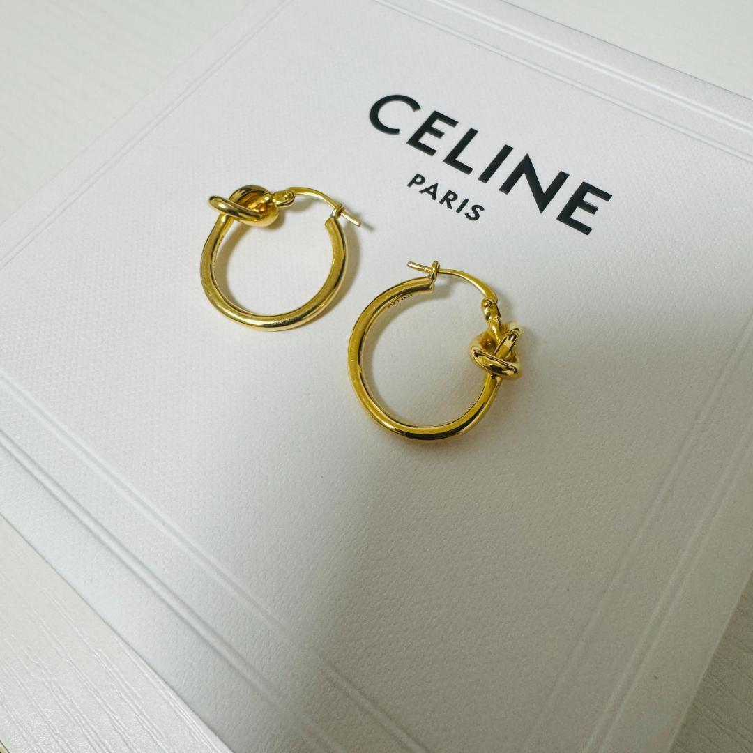 箱付】CELINE セリーヌ ノット フープ ピアス ゴールド 両耳 - メルカリ