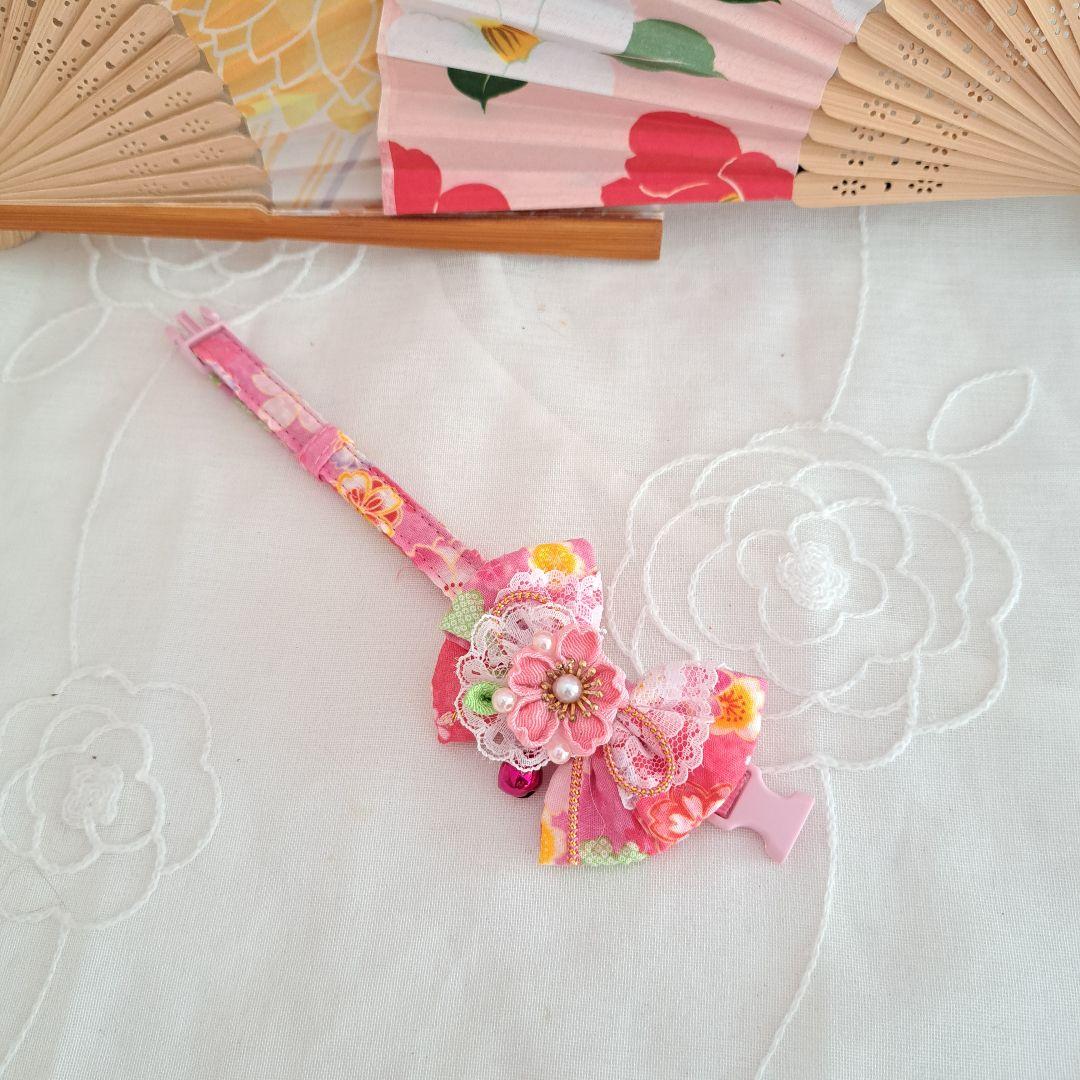 和風ロリータ(ピンク①)わんちゃん猫ちゃん用首輪