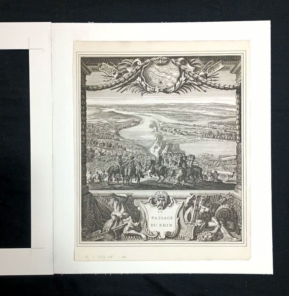 額装品　1673年　J.DOLIVAR 「ライン侵攻の図」稀少　美品