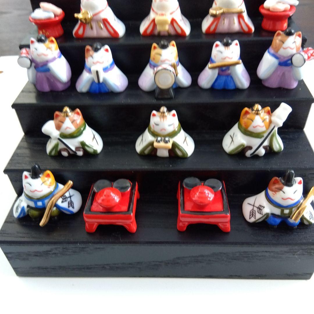 猫の雛人形 5段飾り 陶器製