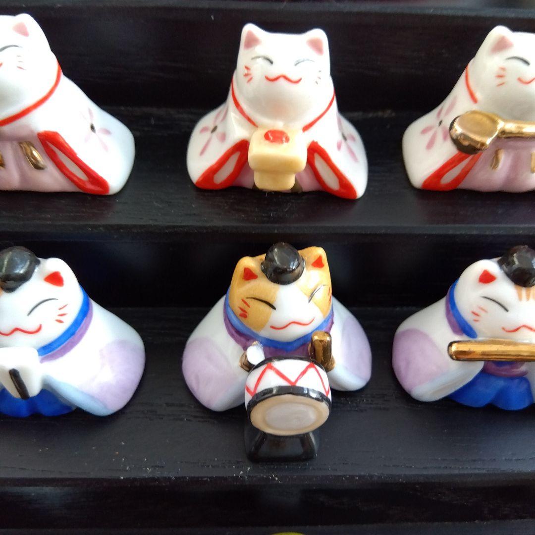 猫の雛人形 5段飾り 陶器製