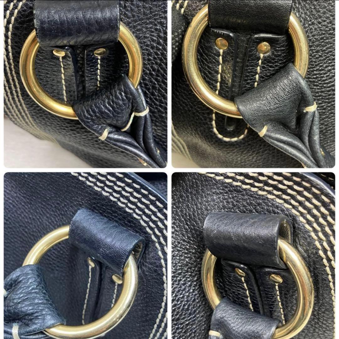 【極美品】セリーヌ ワンショルダー トリオンフ ビタースウィート シボ革 黒