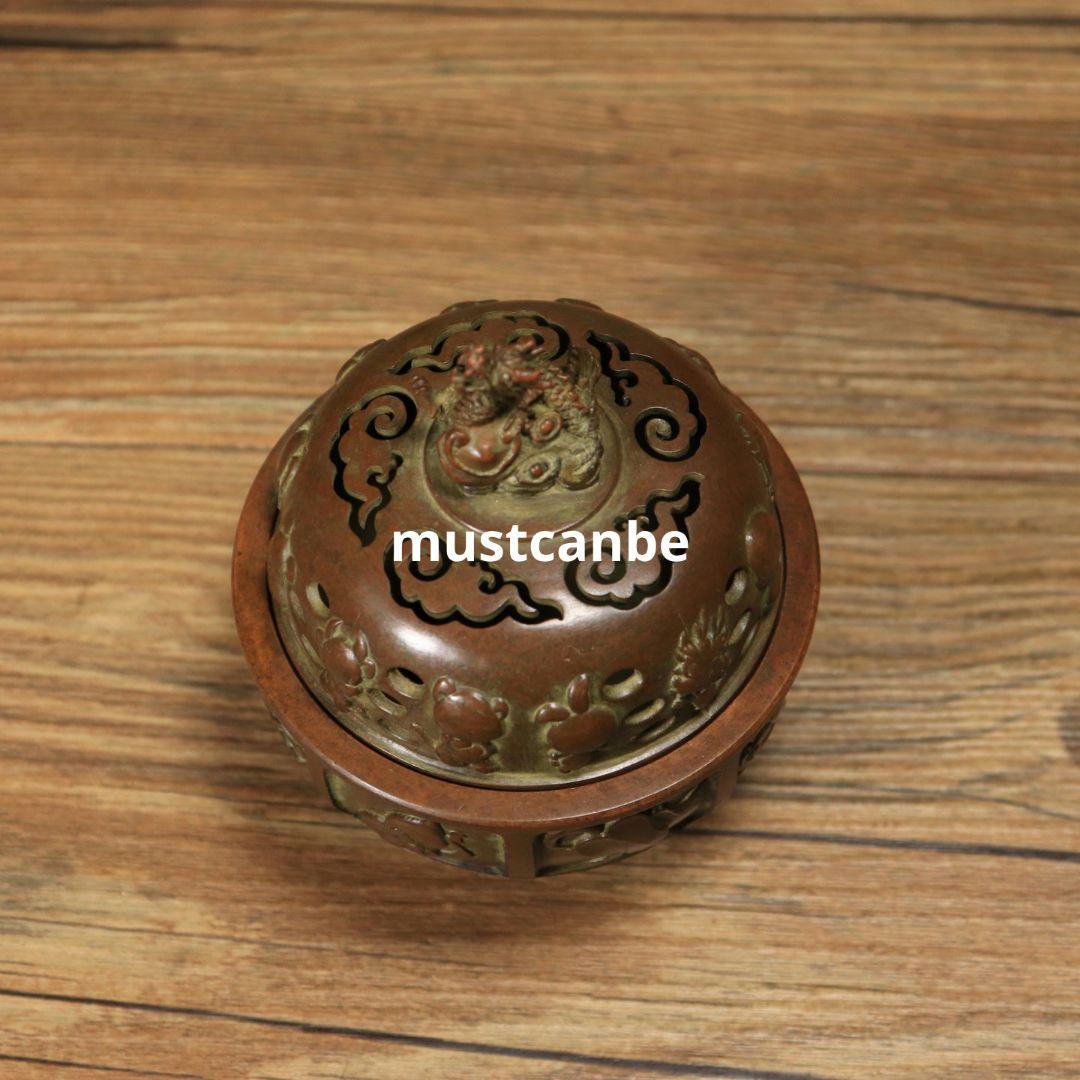 銅器 十二支竜 三足香炉 香道具 茶道具 工芸品 置物