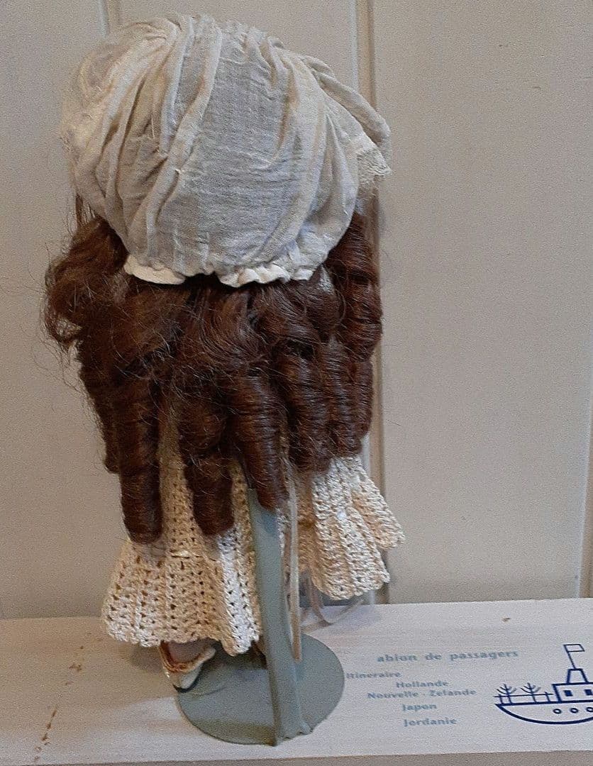 ⭐素敵！アンティークビスクドール、ドールスタンド付き 17