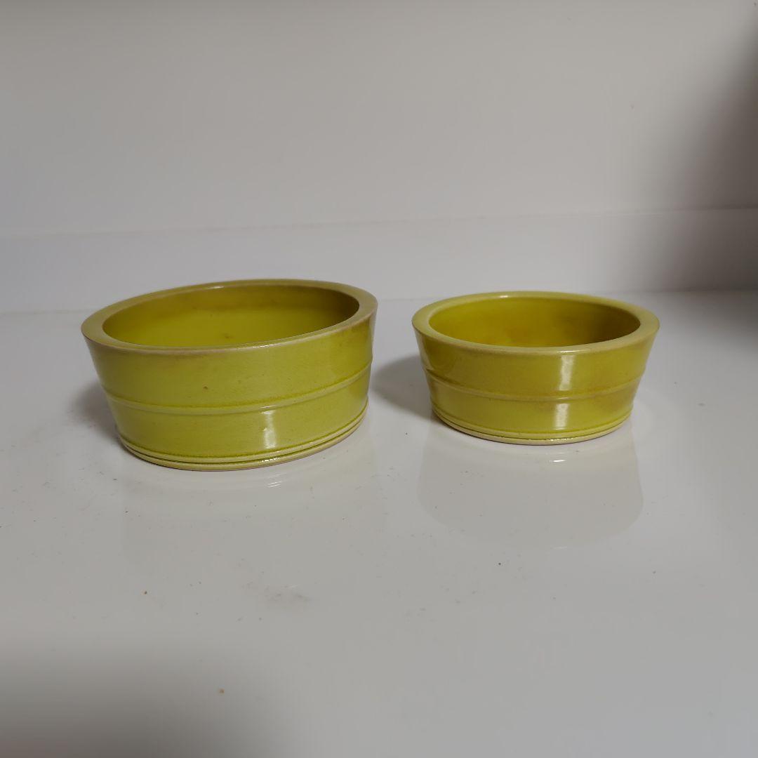 淡路 珉平焼 レモンイエローな入れ子鉢 1組 淡路 珉平焼 レモンイエローな入れ子鉢 1組