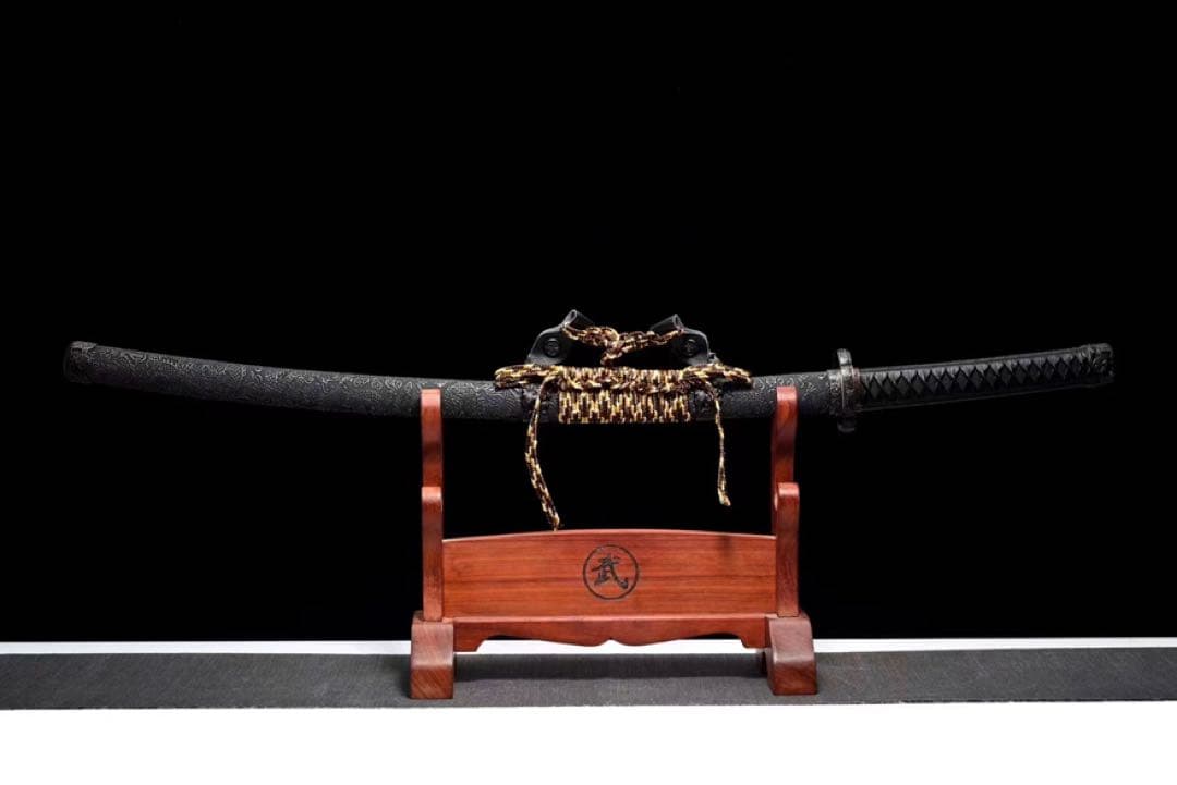 黒獅 高級本格居合刀 本牛革柄巻 日本刀 模造刀 武具 舞踊刀 太刀 武蔵