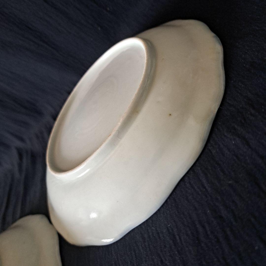 「青と白のコントラスト！ 山水画皿(直径18cm)」 古伊万里皿 2客セット 骨