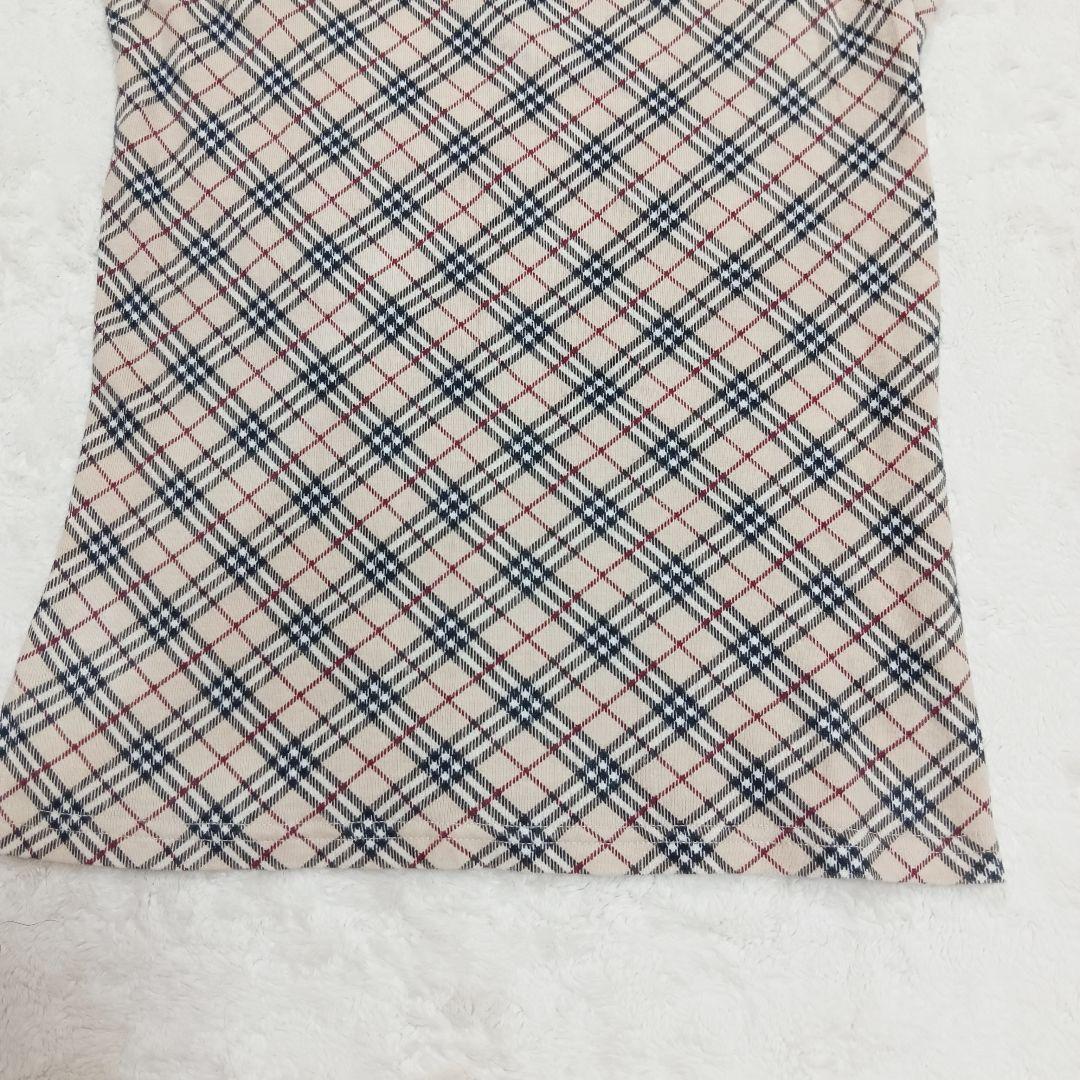 バーバリーブルーレーベル ノバチェック柄タンクトップ 背中リボン 38