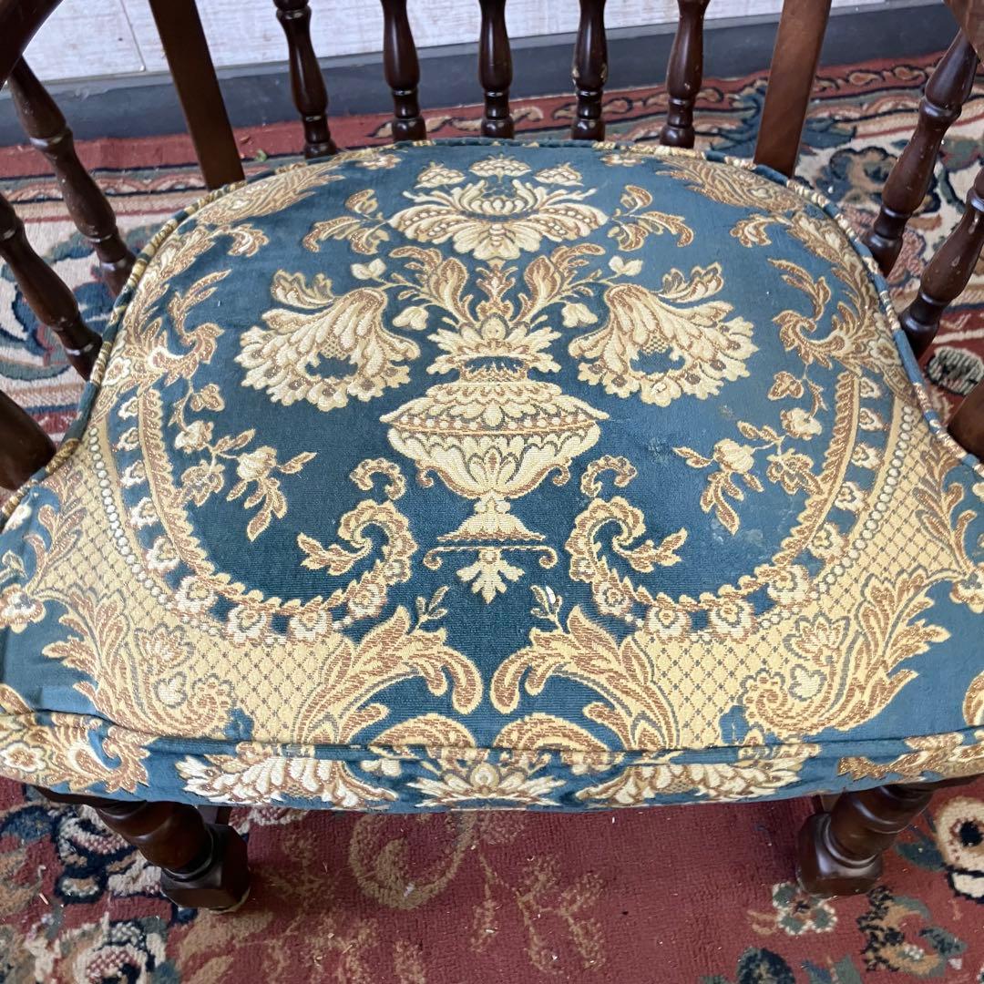 ① オールドカリモク コロニアル 花柄 ベロア アームチェア ダイニング