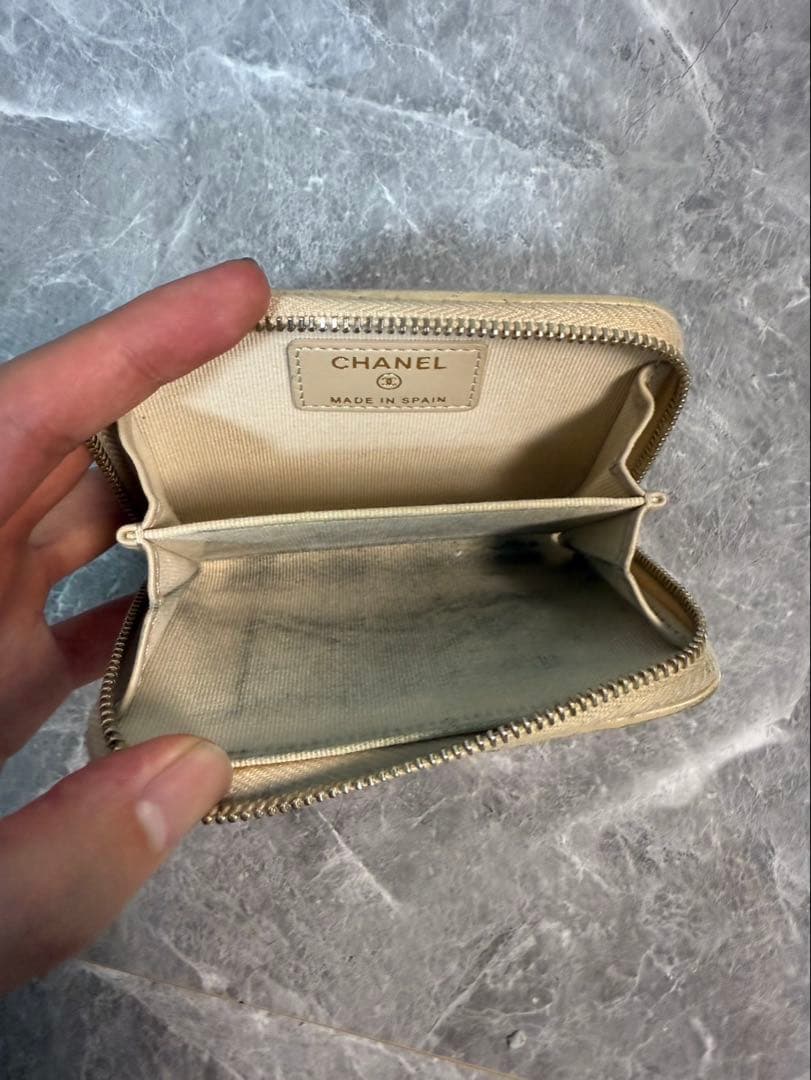 CHANEL ベージュ マトラッセ　 財布　カードケース　ケース