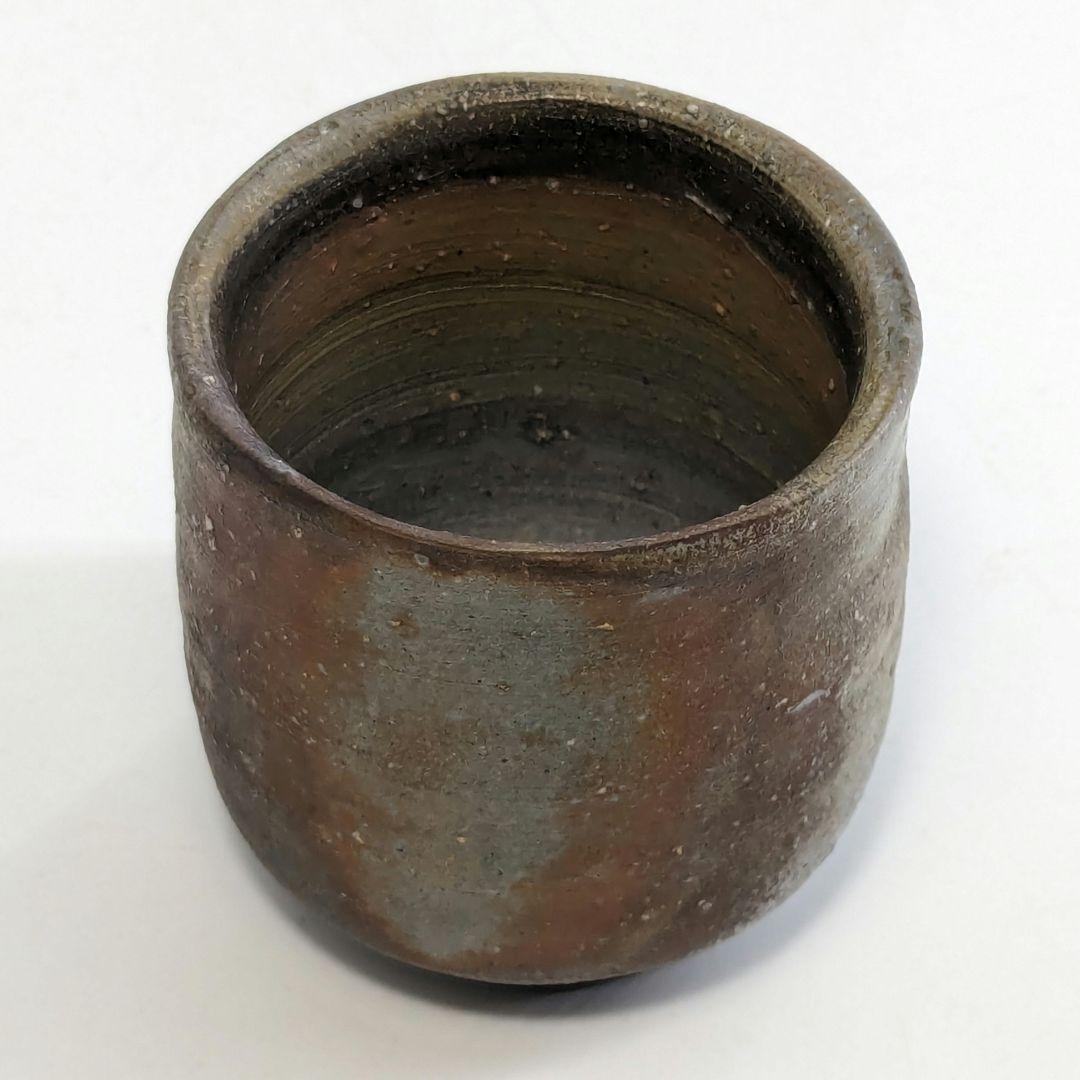 岡山県重要無形文化財 四代目松田華山 備前焼 桟切酒呑 共箱