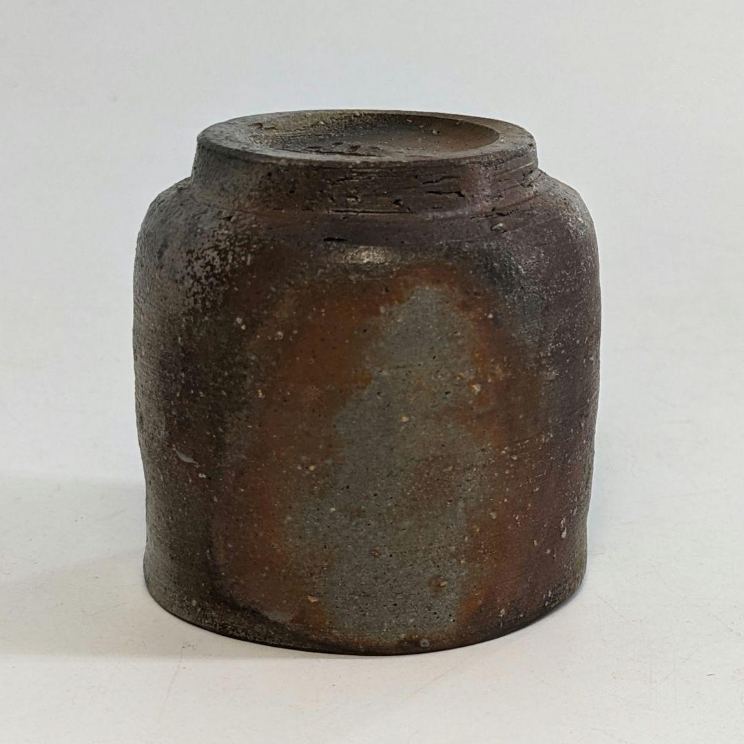 岡山県重要無形文化財 四代目松田華山 備前焼 桟切酒呑 共箱