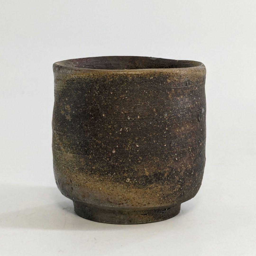 岡山県重要無形文化財 四代目松田華山 備前焼 桟切酒呑 共箱