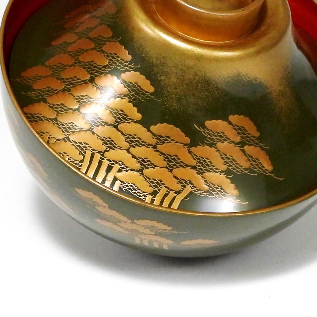 橘屋浅野友七』造 富士形 蒔絵 吸物椀 10客揃 共箱◇