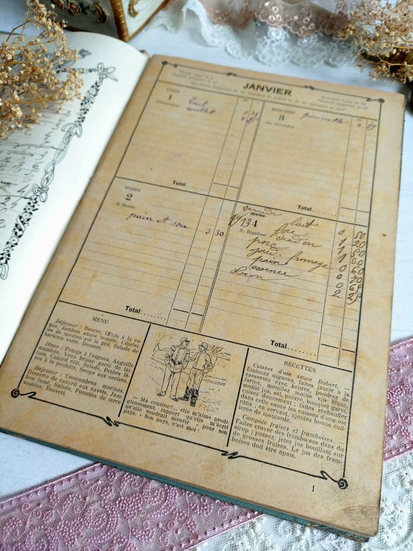 452.【1912年】 日記帳 家計簿 フランス アンティーク