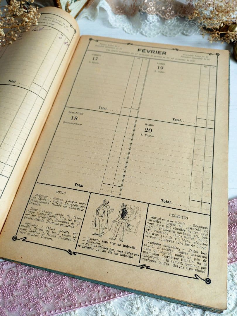 452.【1912年】 日記帳 家計簿 フランス アンティーク