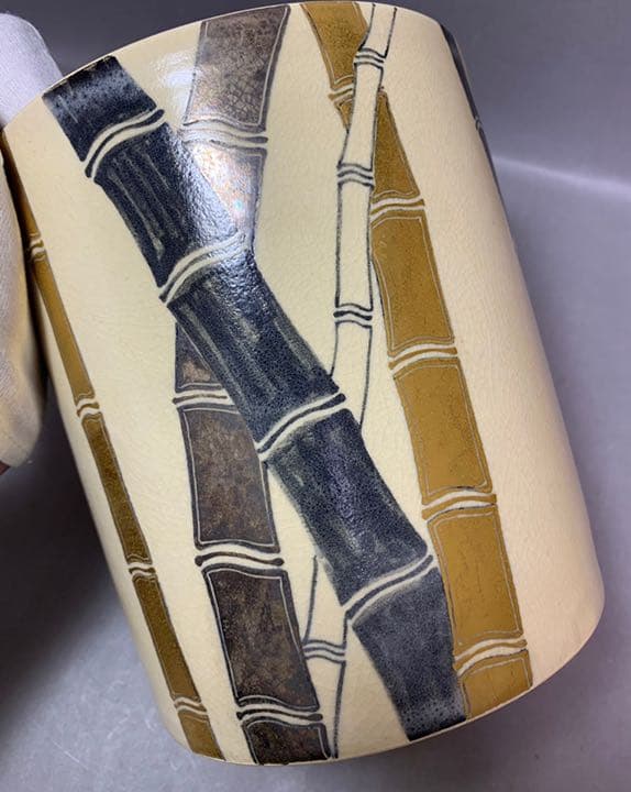 茶道具 竹の絵水指 矢口永寿