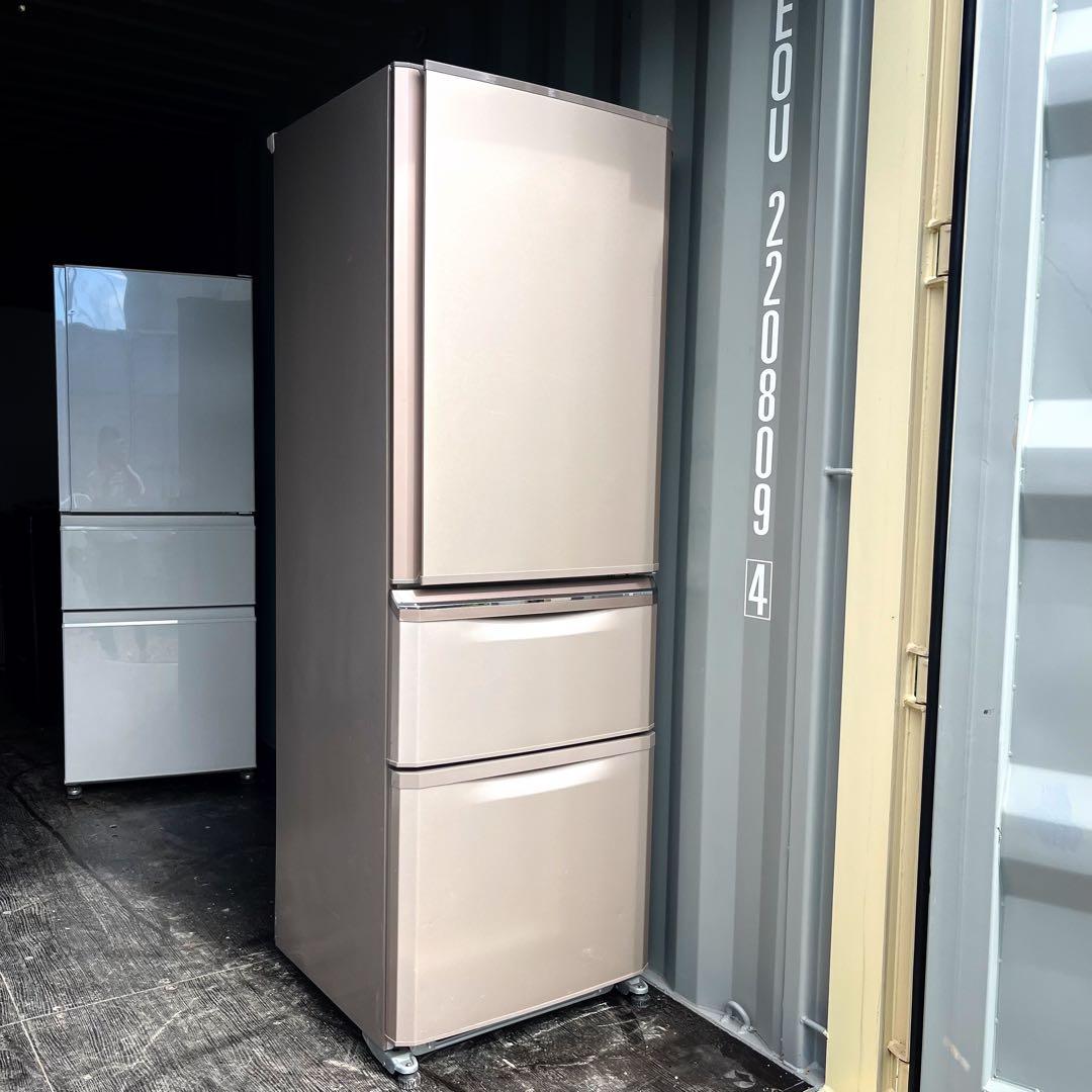 117取付無料！三菱ピンクゴールド自動製氷機付きおしゃれインテリア3ドア冷蔵庫！