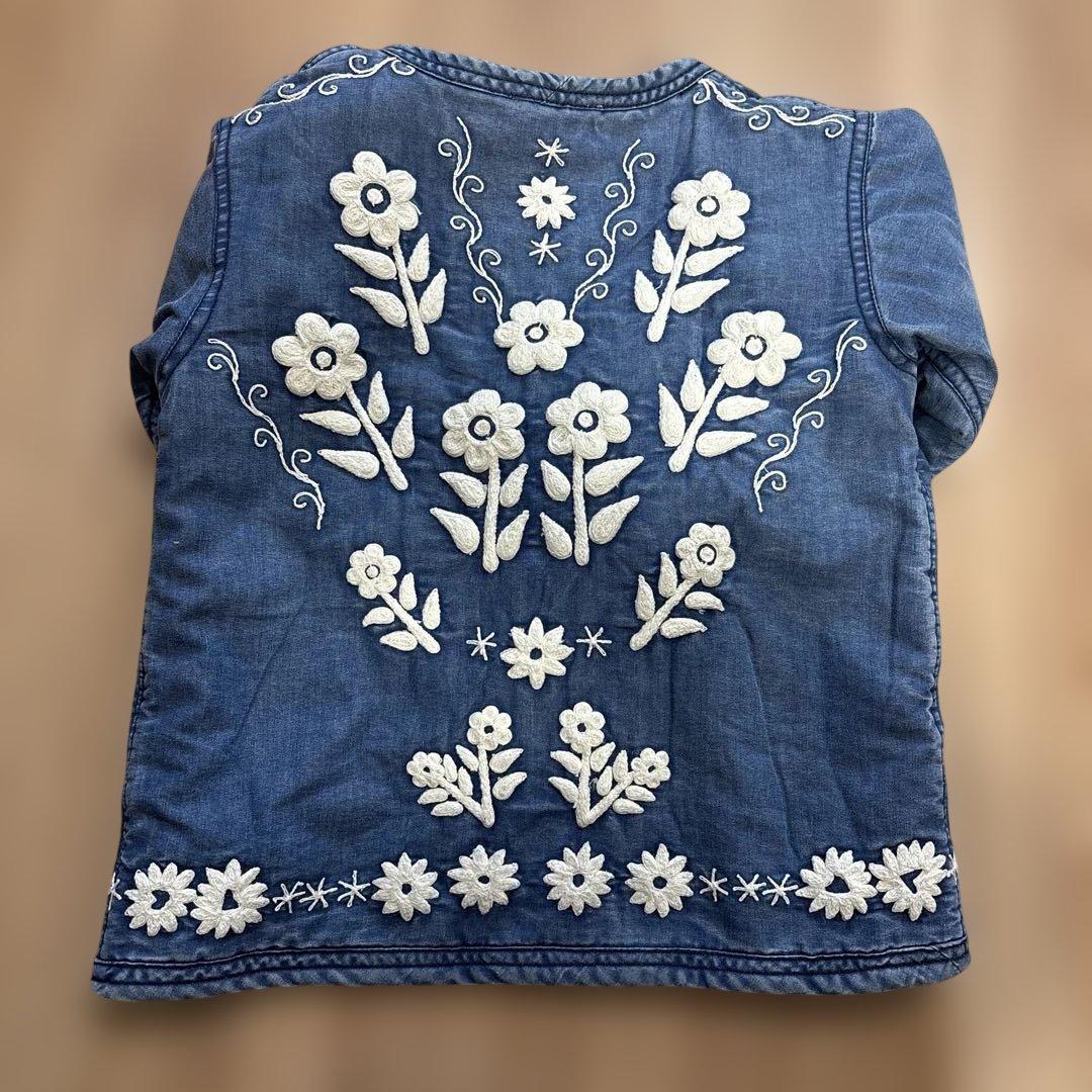 Bonjour diary 2Y デニムジャケット 花柄刺繍