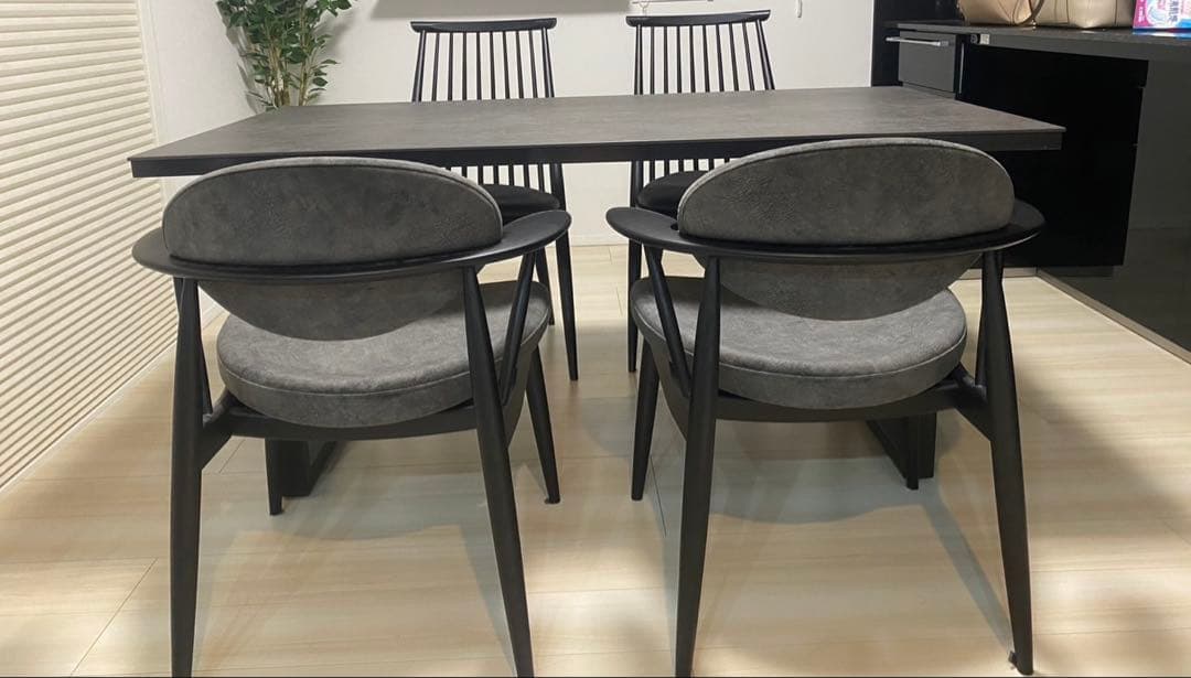 定価50万！！【最終値下げ】ダークグレー ダイニングテーブルと椅子4脚セット