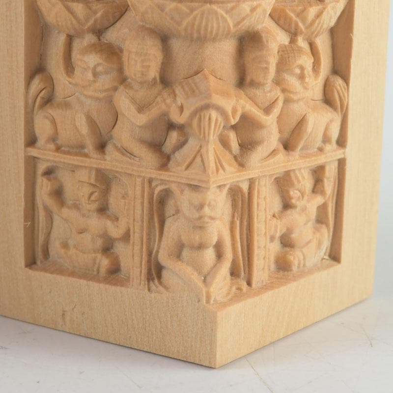 仏教美術 柘植彫刻 諸尊仏龕 三開仏 仏像 木箱付 N