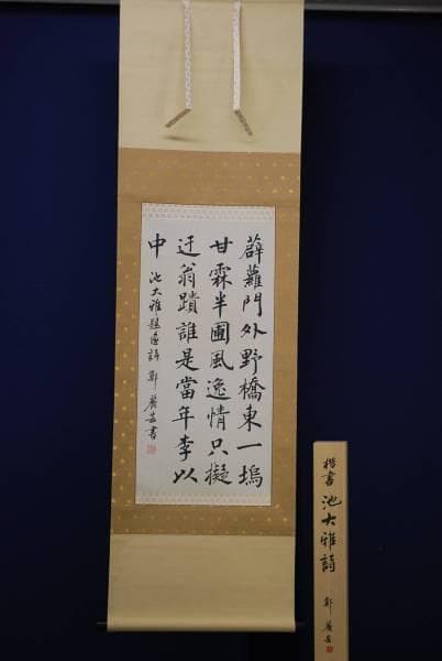 真作/鄭麗芸/池大雅/詞/金泥/桐共箱付/布袋屋掛軸HC-953